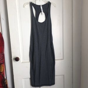 Lululemon Women’s 4 Grey Striped Racerback Cut-out Midi Dress
